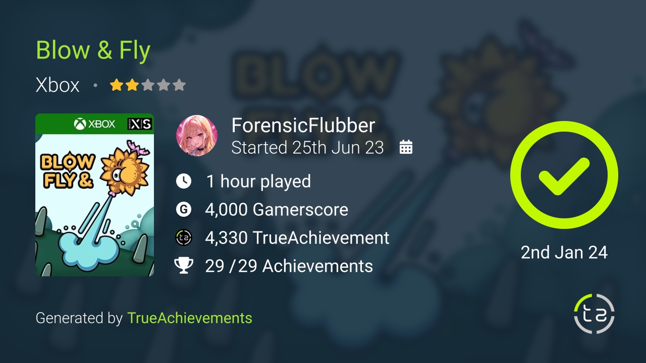 Blow & Fly achievement summary